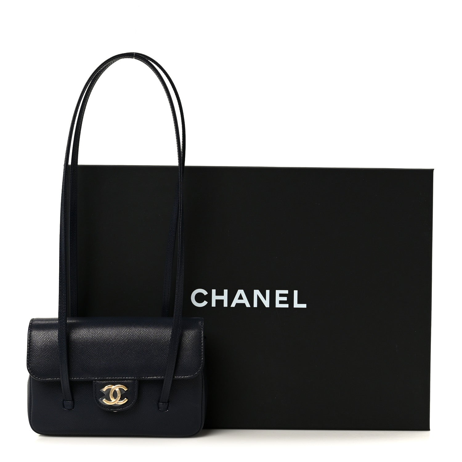 Chanel Shiny Caviar Mini Preppy Coco Shoulder Bag Dark Blue 10 of 10