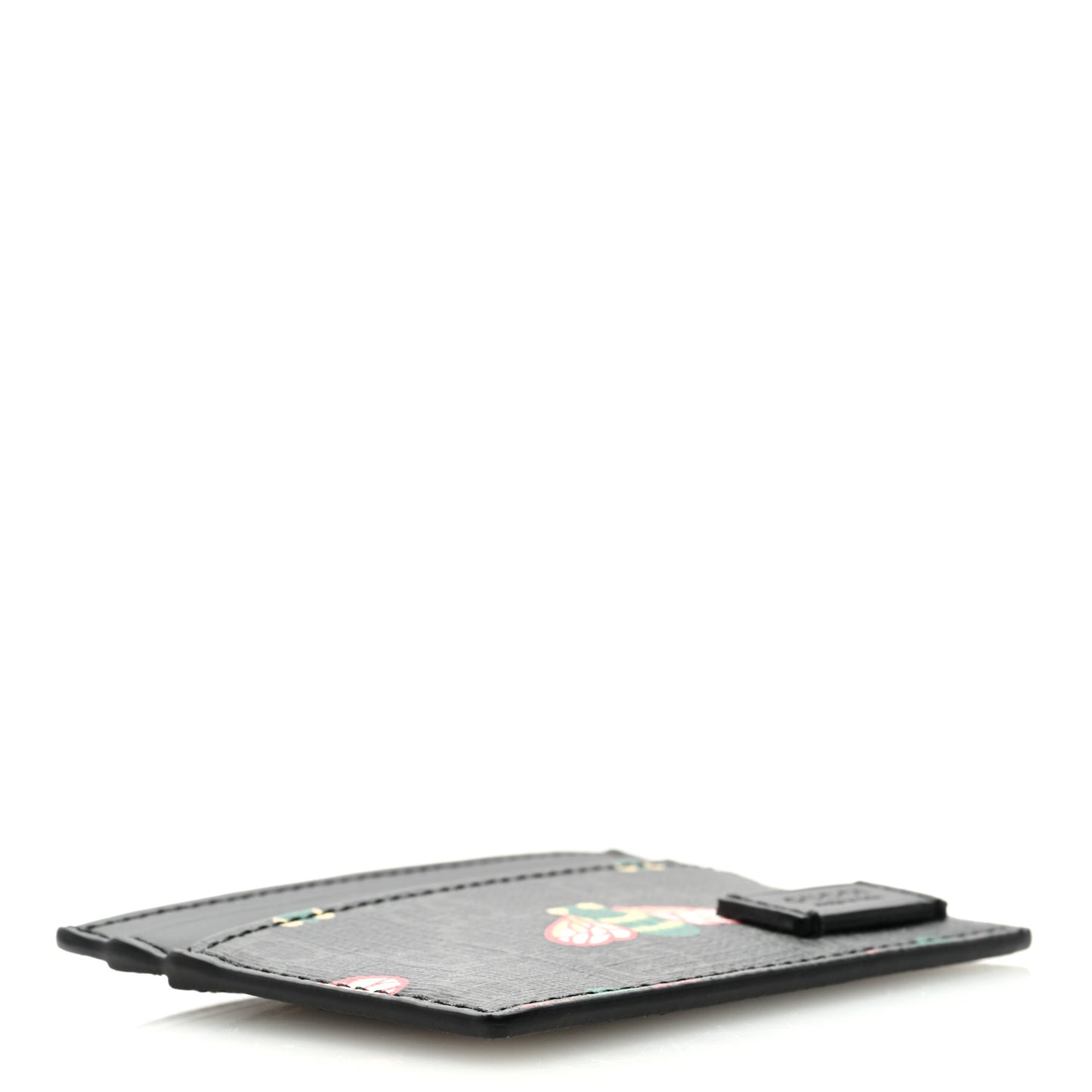 GG Supreme Monogram Bee Multicolor Appia Calfskin Card Holder Black Multicolor