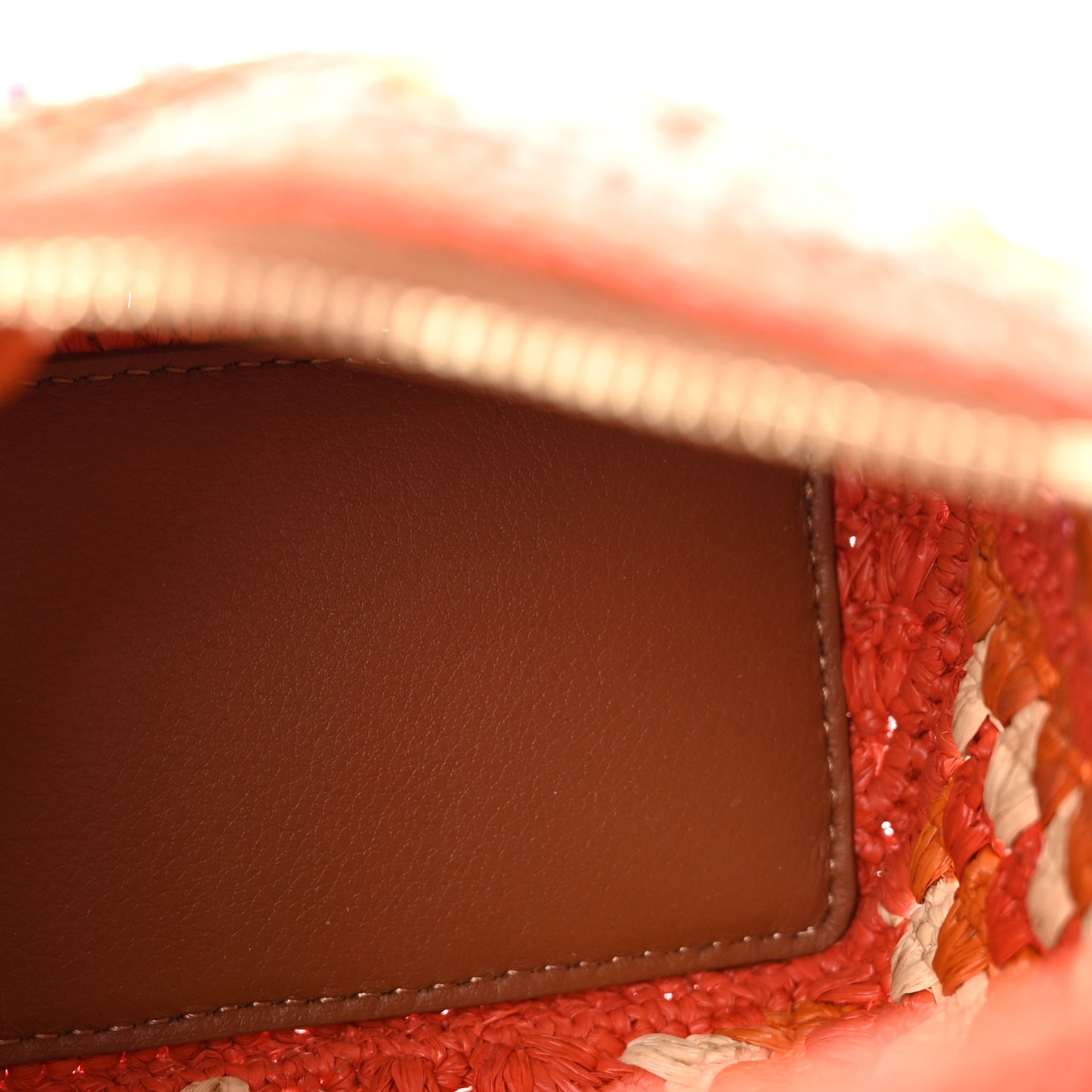 Raffia Crochet Paula's Ibiza Mini Puzzle Edge Bag Bright Orange Pink