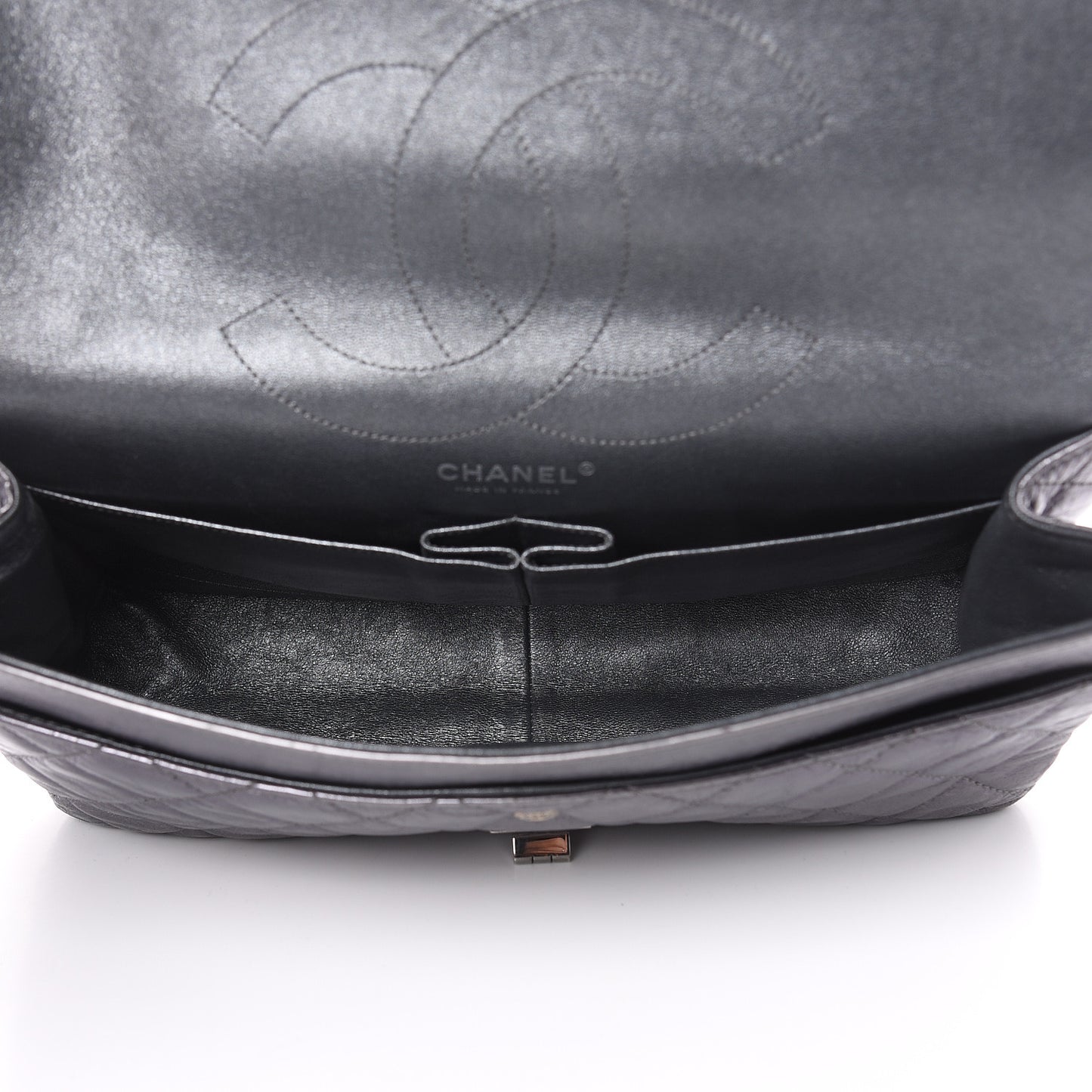 Metallic Aged Calfskin Quilted 2.55 Reissue 227 Flap Dark Silver