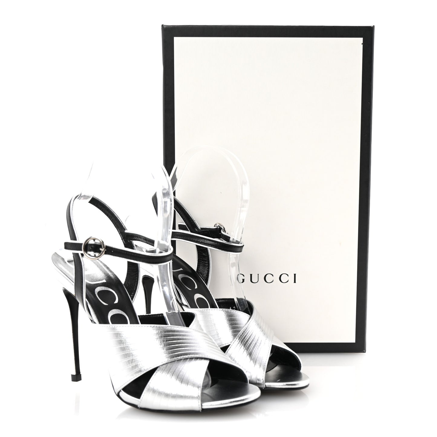 Malaga Kid Webby Crossover High Heel Sandals 37 Silver