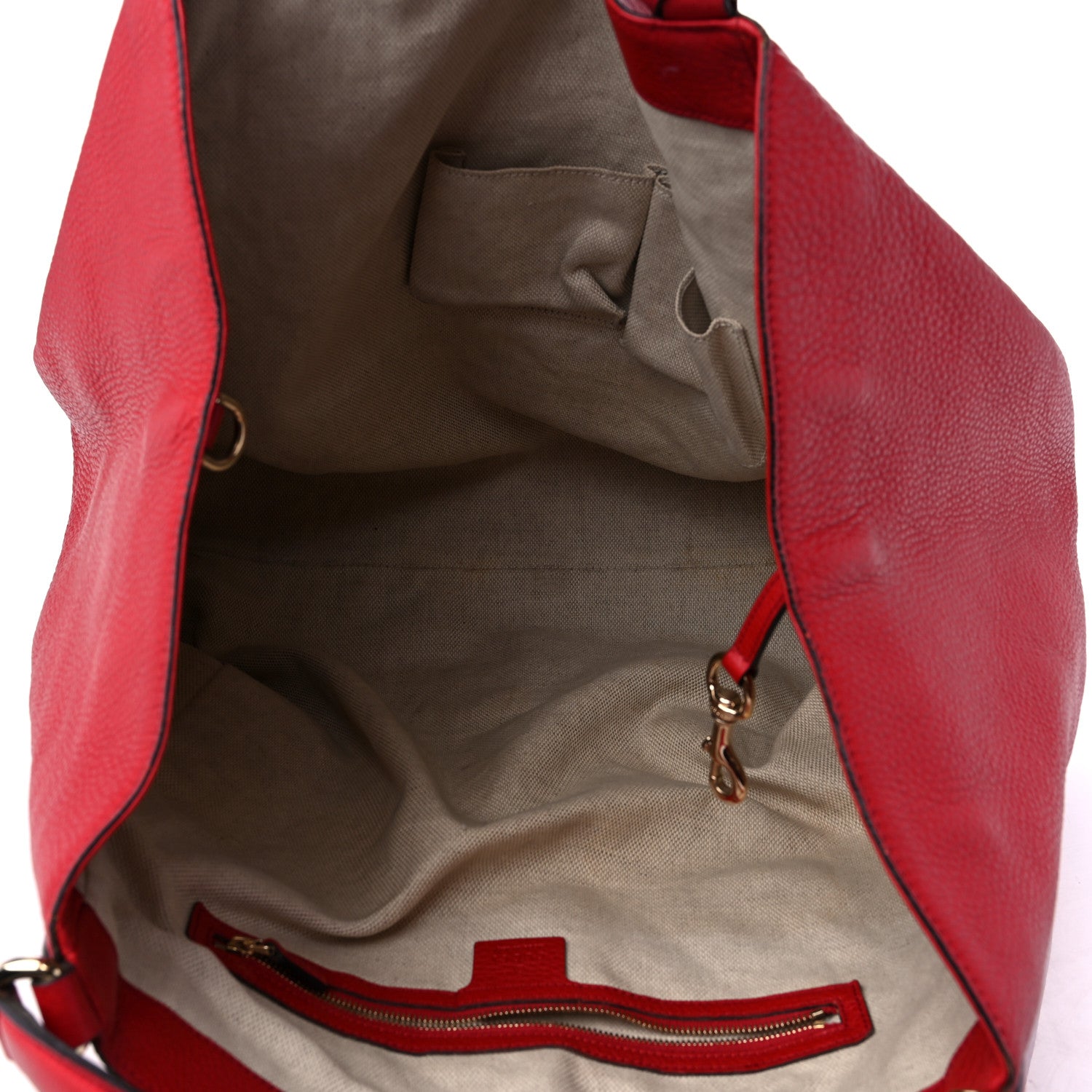 Gucci Pebbled Calfskin Large Soho Shoulder Bag Red 5 of 18