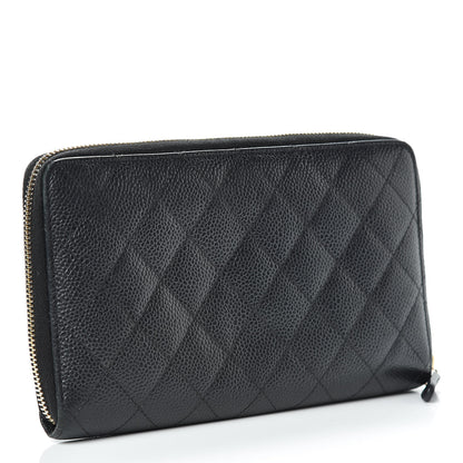 Chanel Caviar Quilted Large Zip Around Organizer Wallet Black 3 of 14
