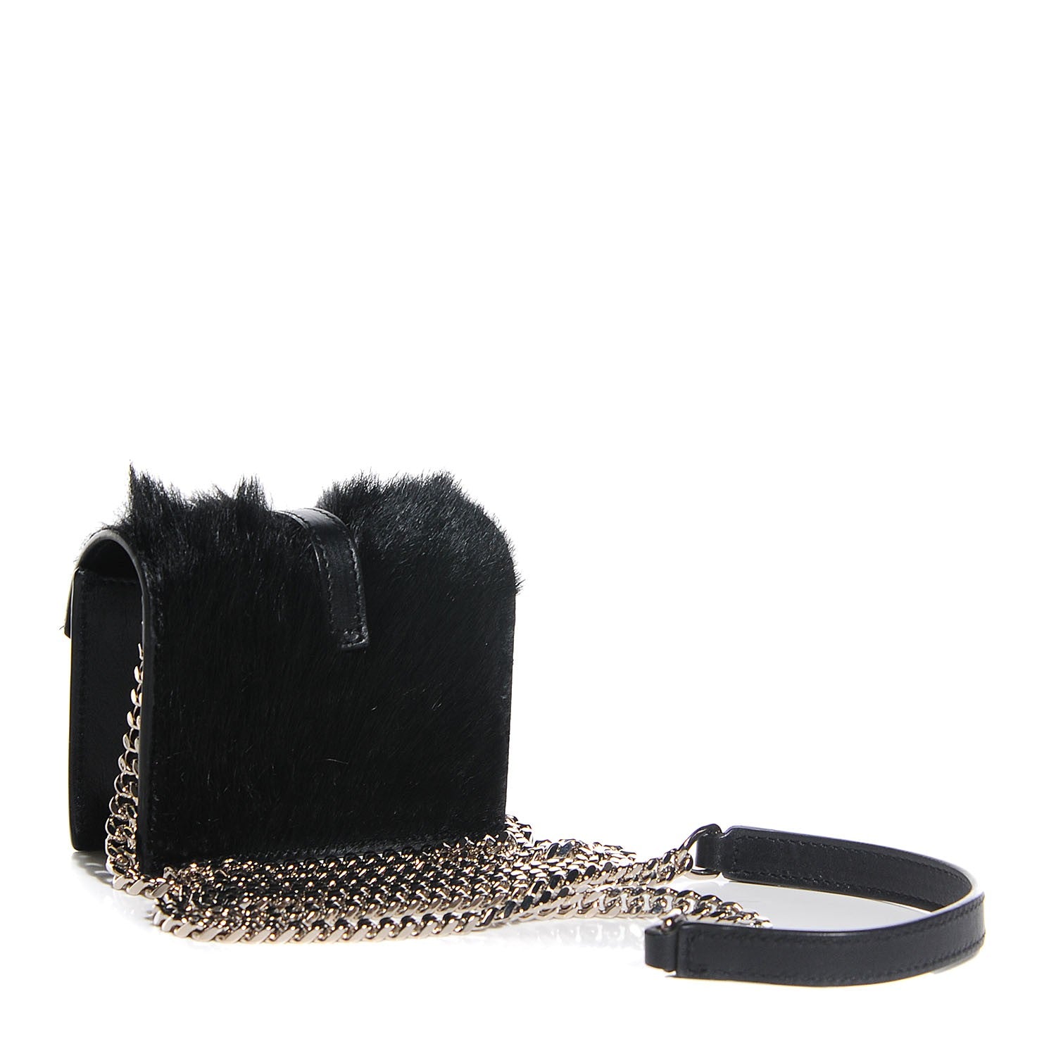 Saint Laurent Calfskin Pony Hair Mini Candy Crossbody Black 3 of 8