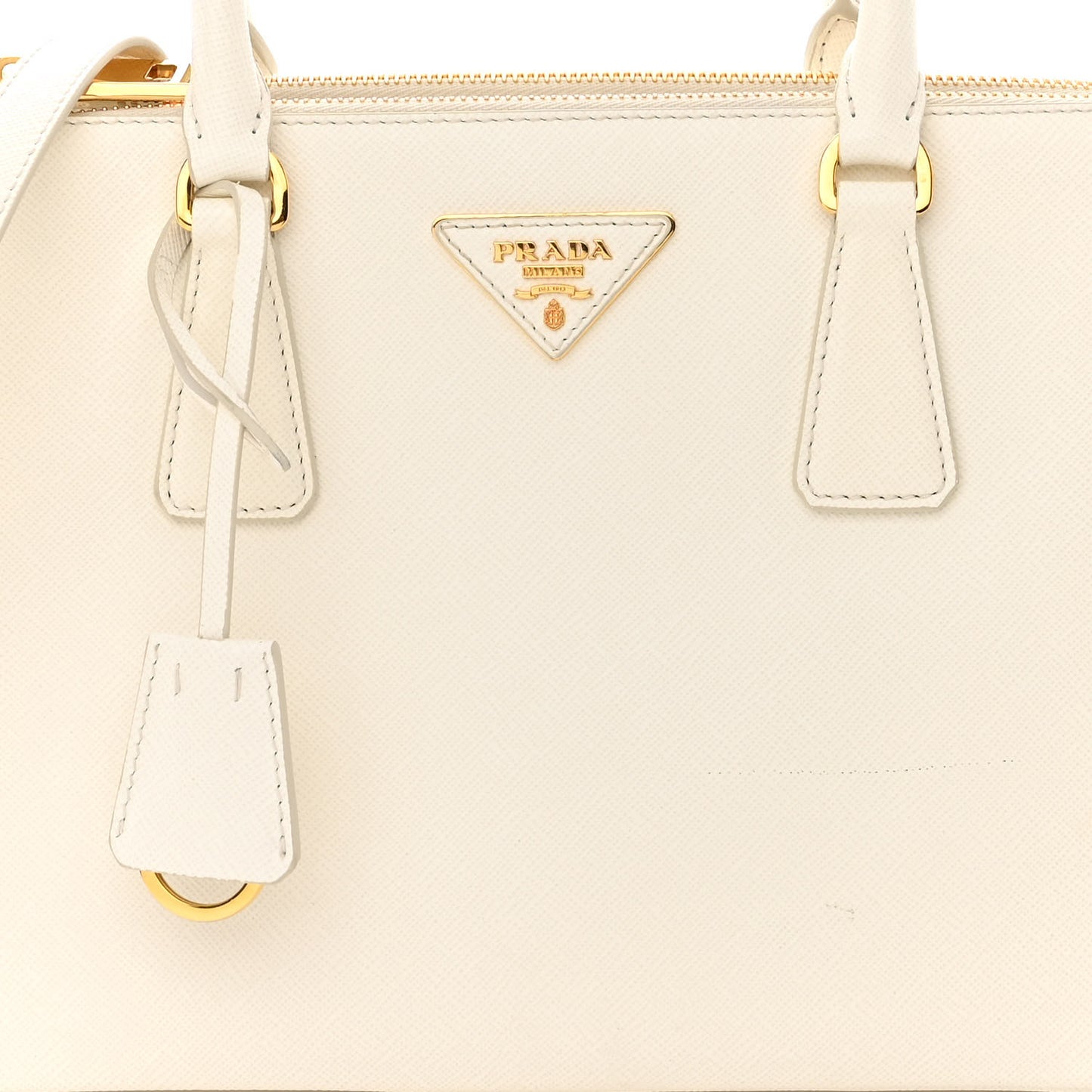 Saffiano Lux Small Galleria Double Zip Tote White
