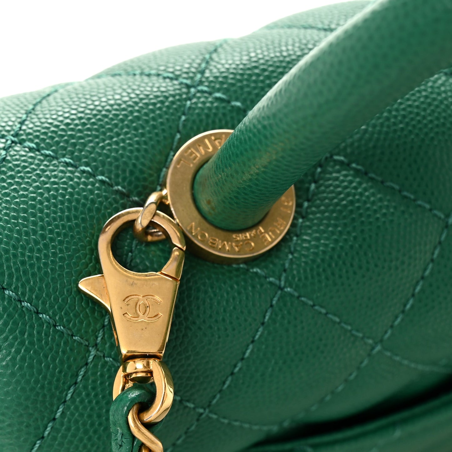 Caviar Quilted Mini Coco Handle Flap Green