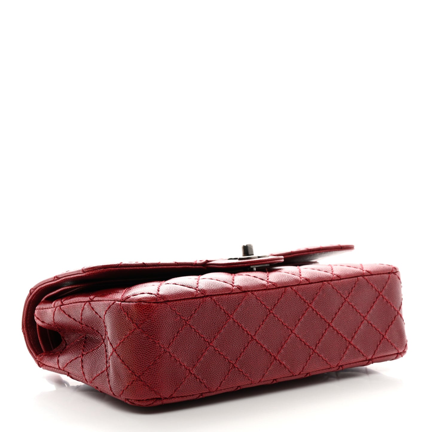 Caviar Quilted Medium Double Flap Red