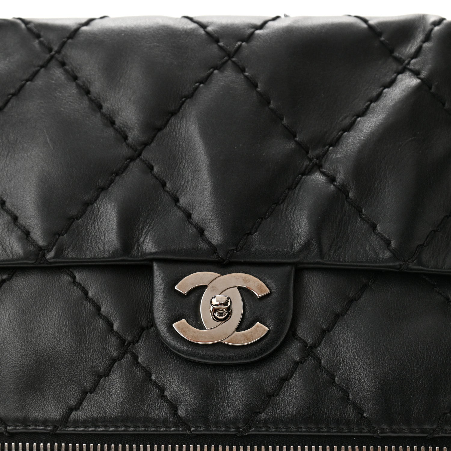 Chanel Calfskin Stitched Large Expandable Flap Bag Black 8 of 12