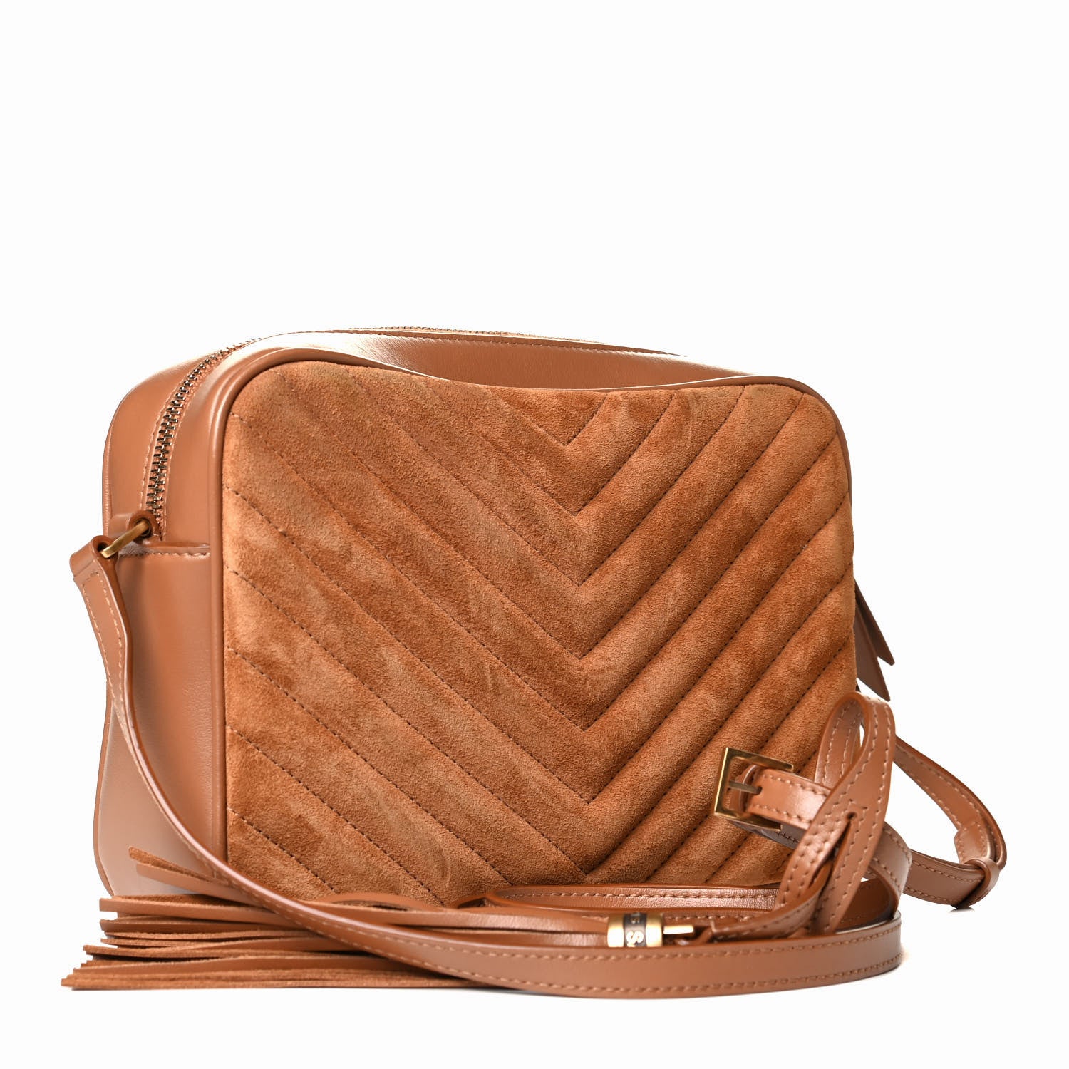Saint Laurent Suede Matelasse Monogram Lou Camera Bag Cinnamon 2 of 5