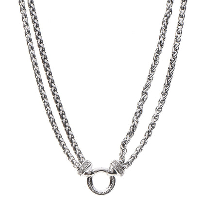David Yurman Sterling Silver Diamond Double Wheat Chain Necklace 1 of 3