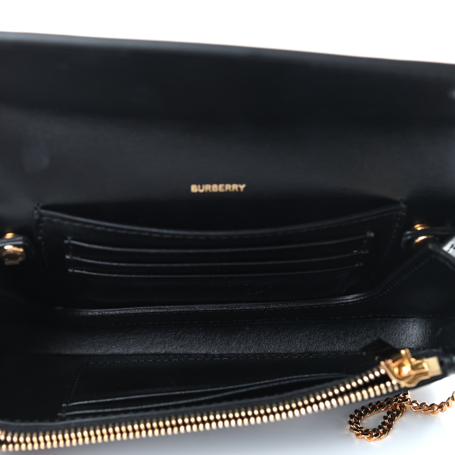 Burberry Calfskin Deer Print Camille Chain Wallet Black White 5 of 9