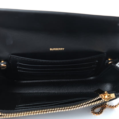 Burberry Calfskin Deer Print Camille Chain Wallet Black White 5 of 9