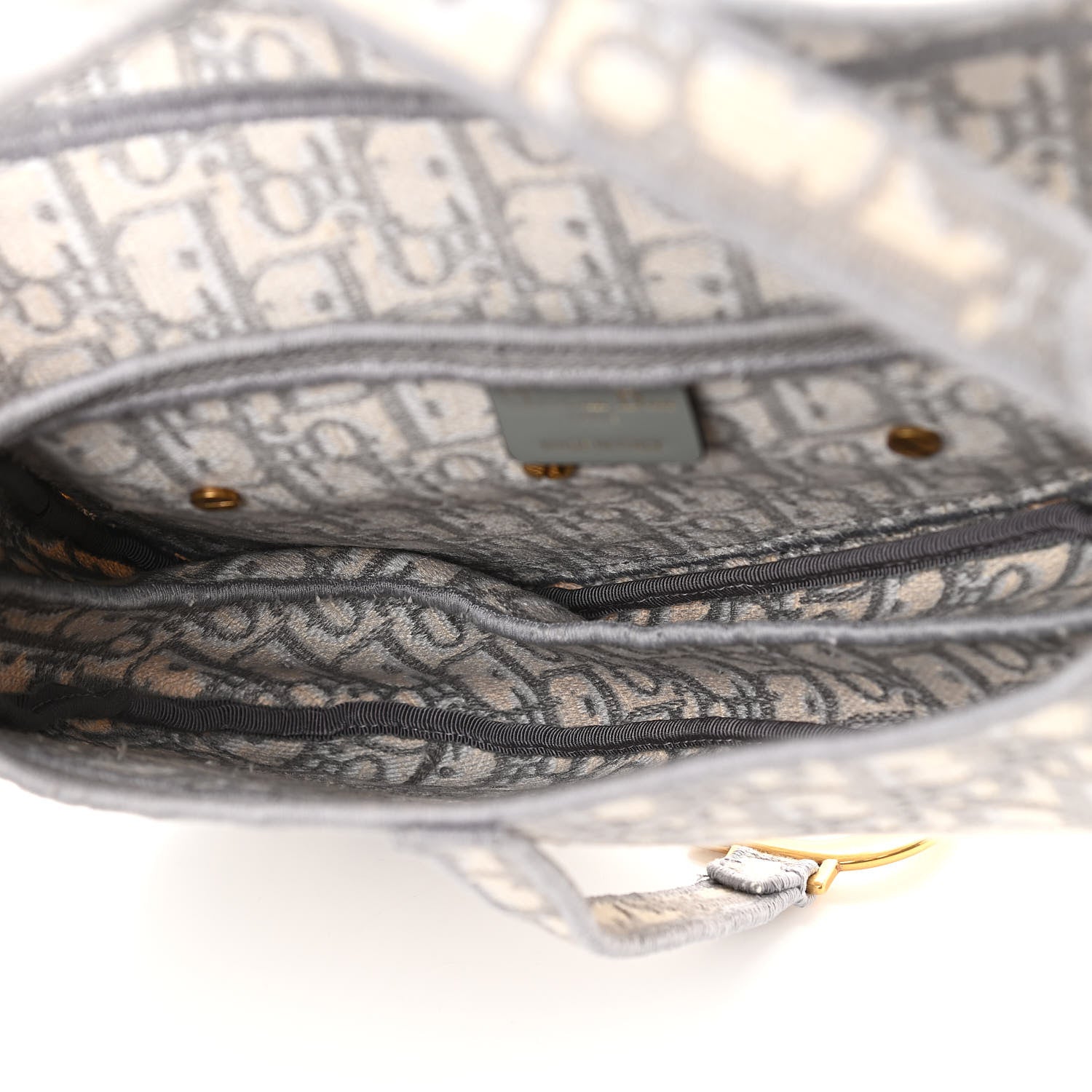 Christian Dior Oblique Embroidered Saddle Bag Gray 5 of 10