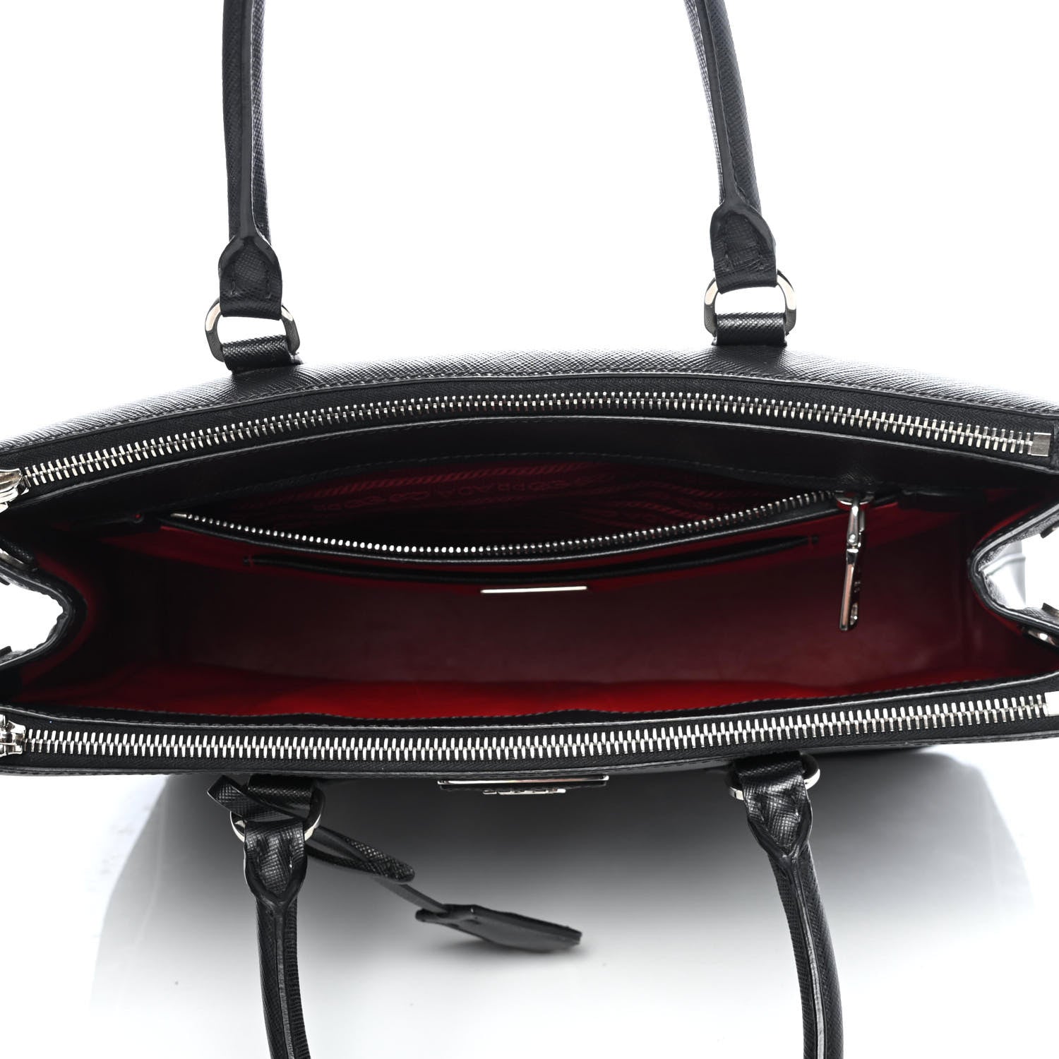 Prada Saffiano Medium Galleria Double Zip Tote Black Talco 4 of 6