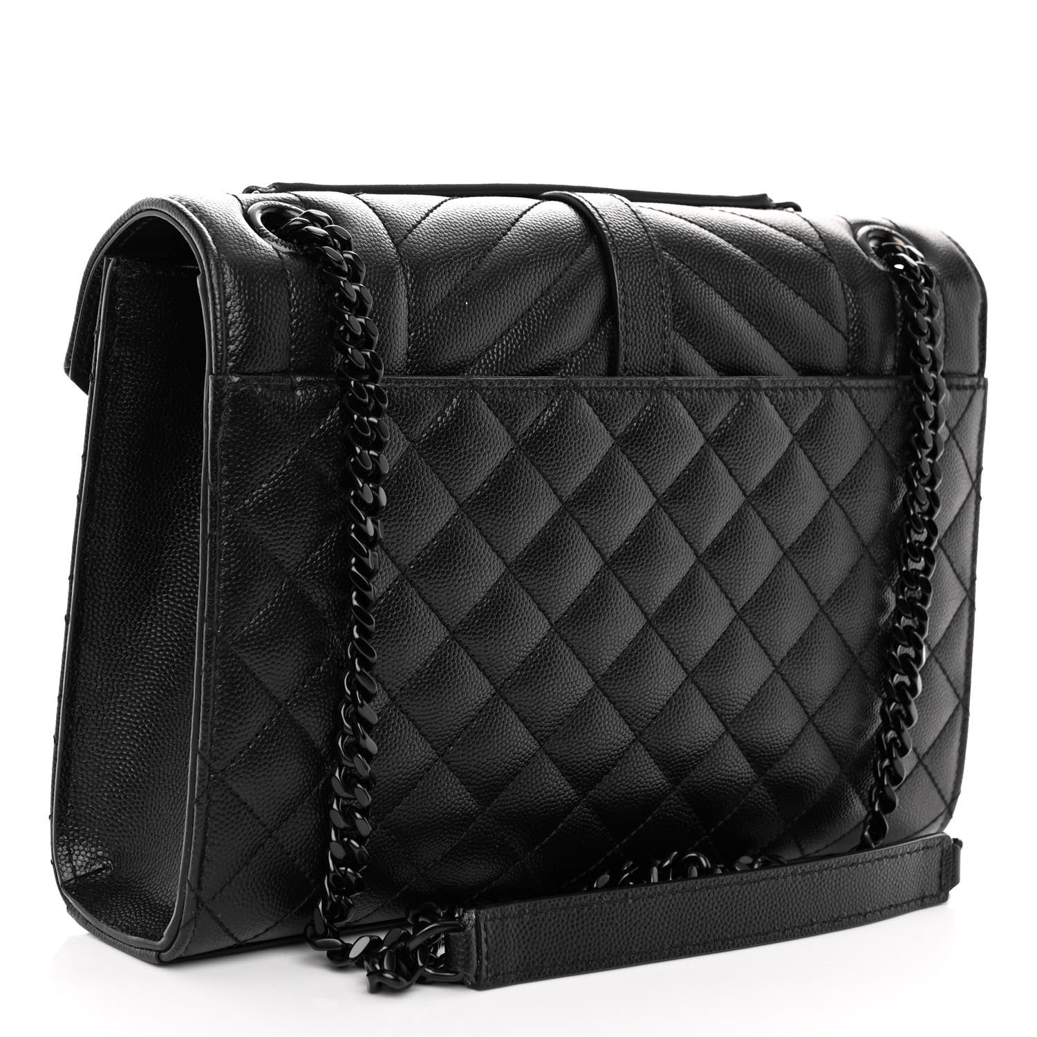 Saint Laurent Grain De Poudre Textured Mixed Matelasse Triquilt Medium Monogram Monochrome Satchel Black 3 of 10