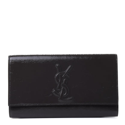 Saint Laurent Textured Patent Monogram Large Belle De Jour Clutch Light Seppia 1 of 4