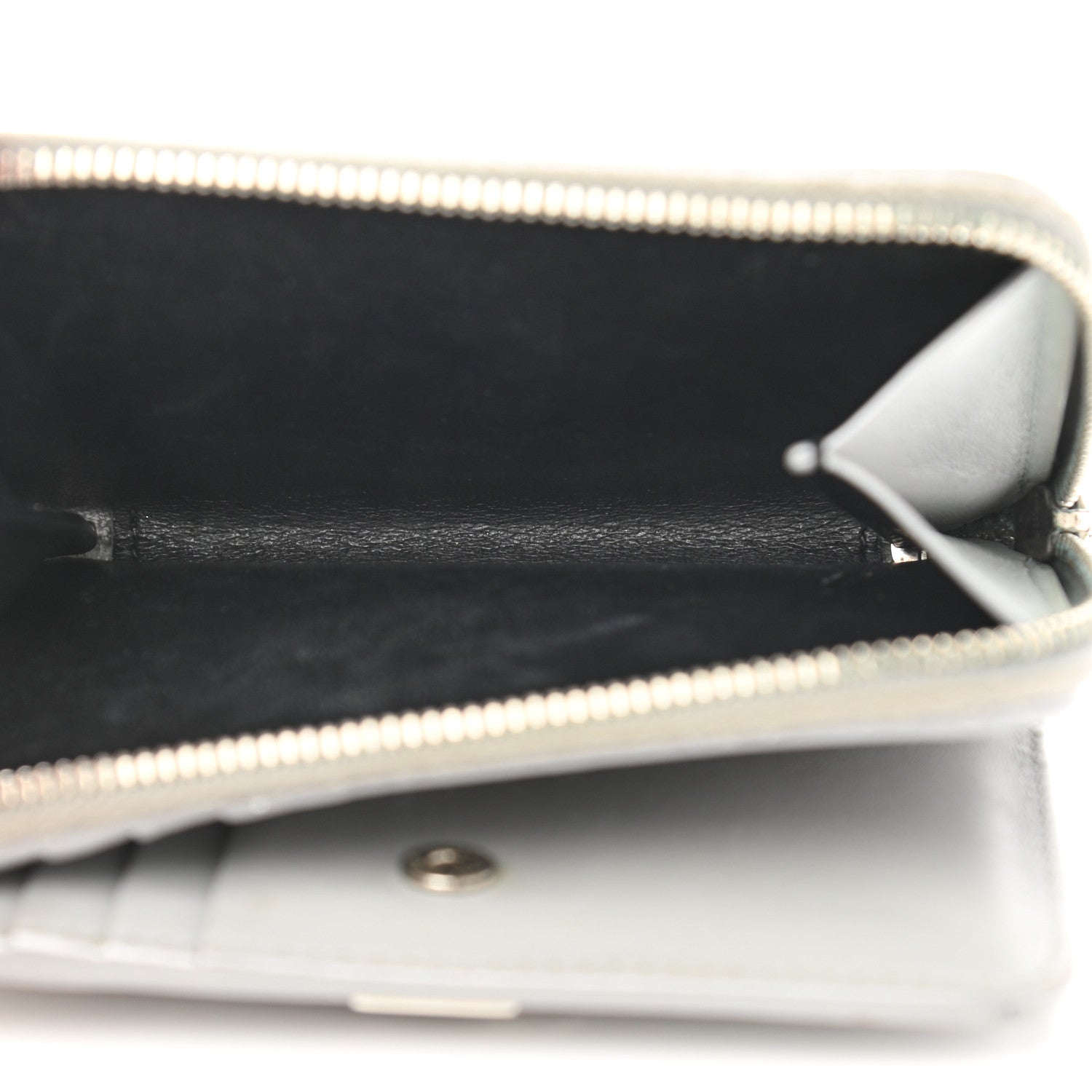 Saint Laurent Smooth Calfskin Monogram Zip Around Compact Wallet Gray 6 of 11