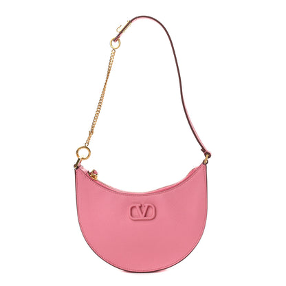 Valentino Garavani Grainy Calfskin Mini Vlogo Hobo Bag Flamingo Pink 1 of 8