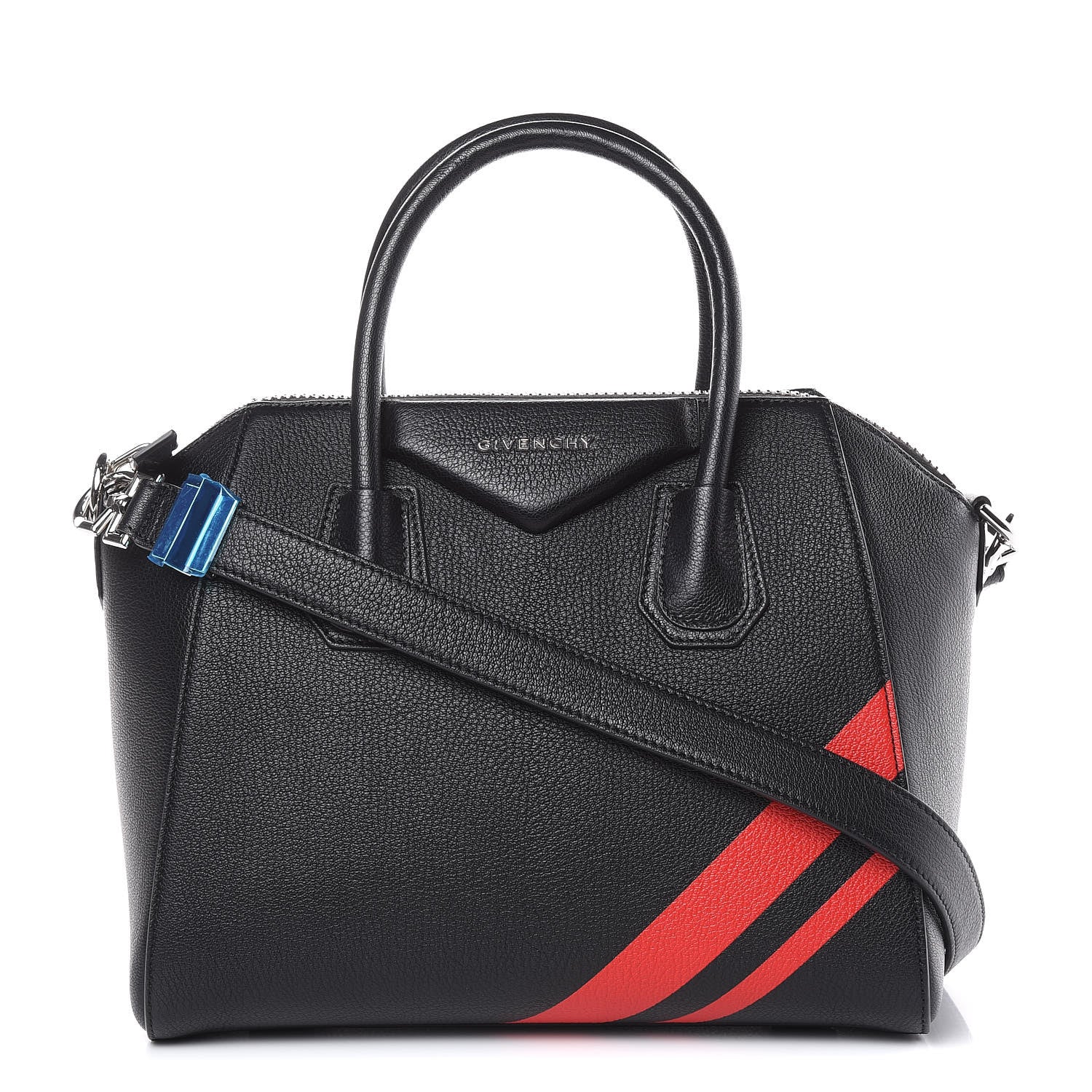 Givenchy Sugar Goatskin Striped Small Antigona Black Red 1 of 11