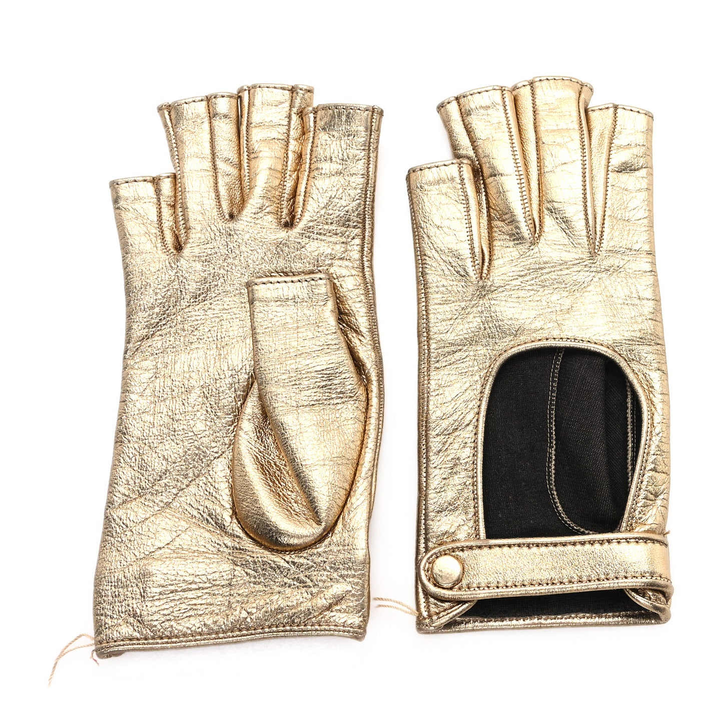 Metallic Nappa Donna Fingerless Gloves 7 Gold
