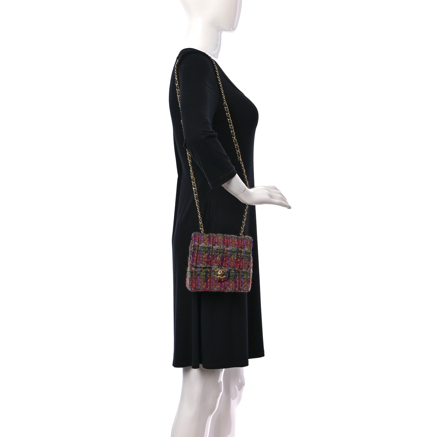 Tweed Quilted Mini Square Flap Multicolor