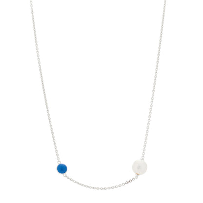 Mikimoto Sterling Silver Akoya Cultured Pearl Enamel Single Necklace Blue 1 of 5