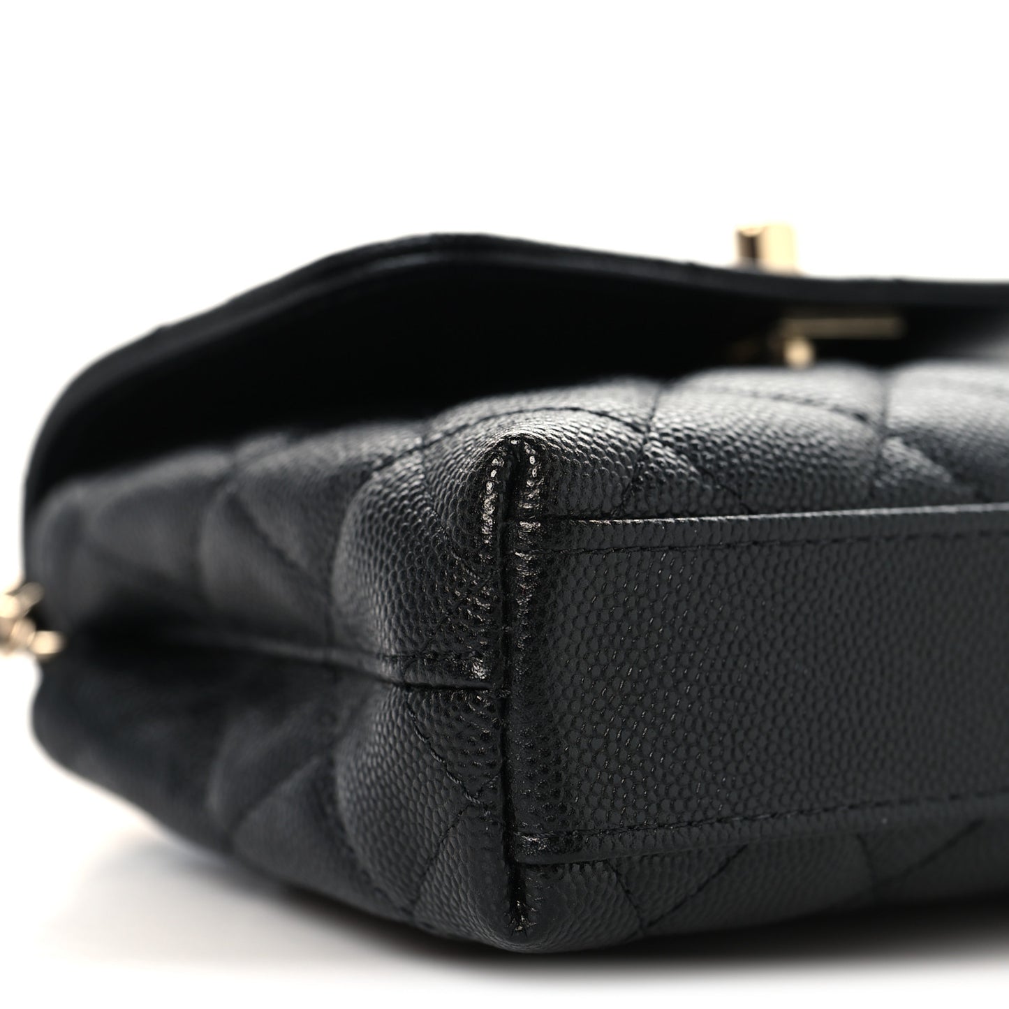 Caviar Quilted Coco Handle Clutch With Chain Black