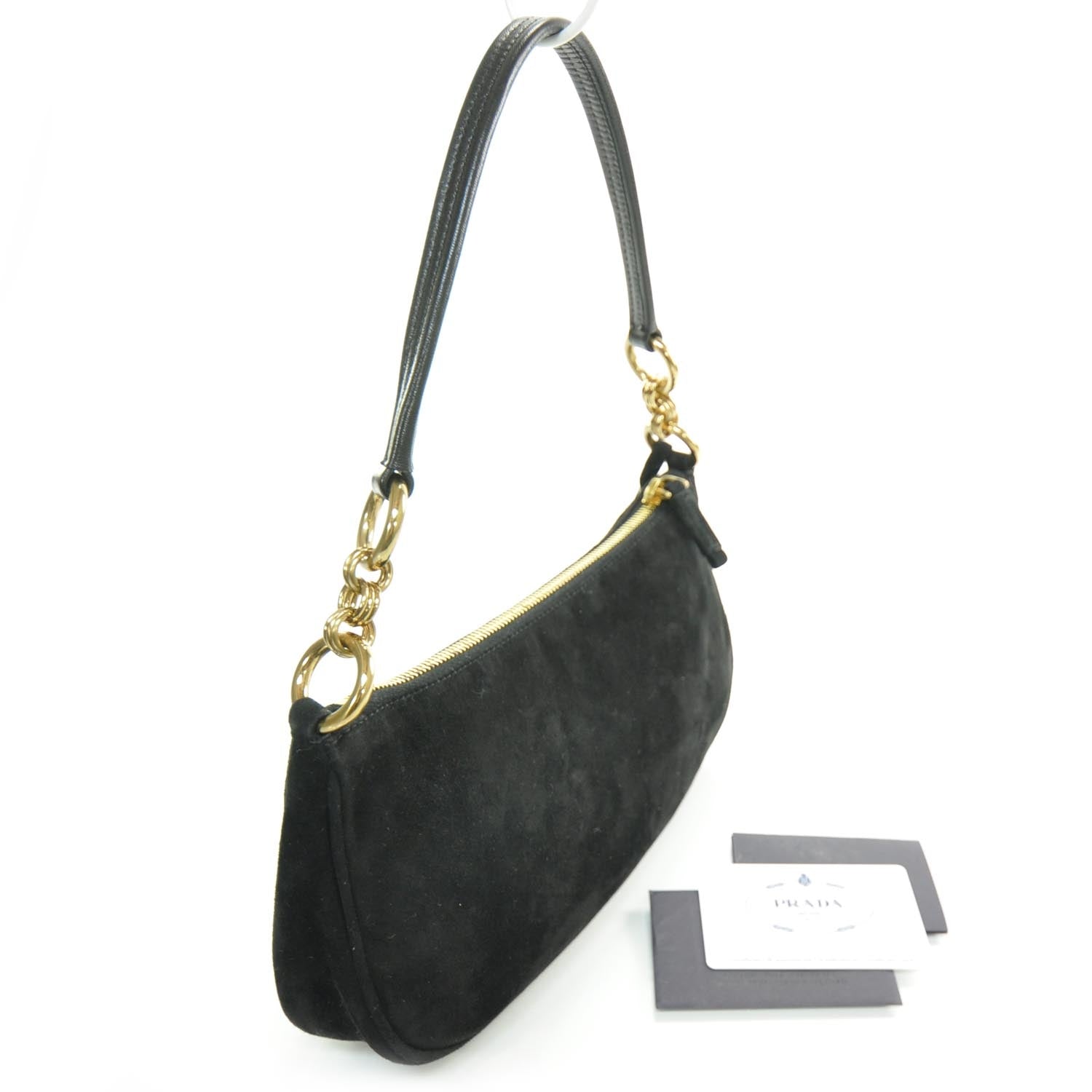 Prada Suede Box Shoulder Bag Black 3 of 8