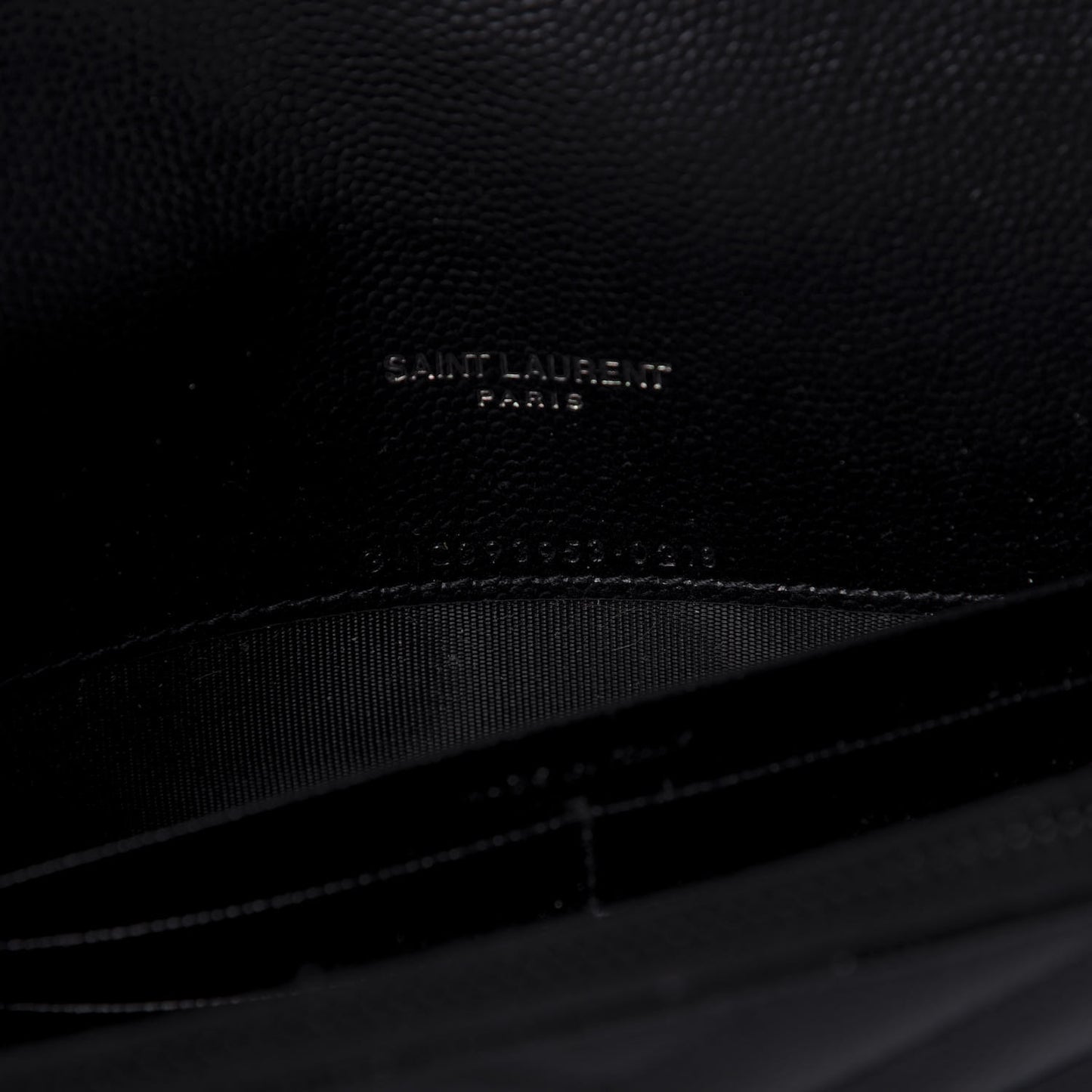 Grain De Poudre Matelasse Chevron Monogram Envelope Chain Wallet Black