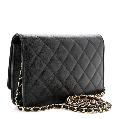 Chanel Caviar Quilted Crystal CC Wallet On Chain WOC Black 3 of 11