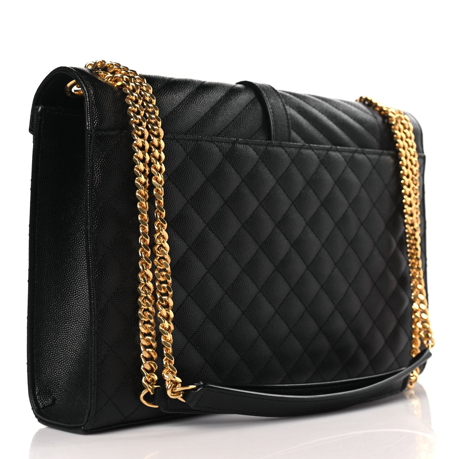 Saint Laurent Grain De Poudre Textured Mixed Matelasse Large Triquilt Monogram Satchel Black 2 of 8