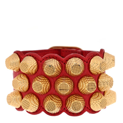Balenciaga Agneau Arena Three Row Giant Gold Bracelet Rouge Cardinal 1 of 5
