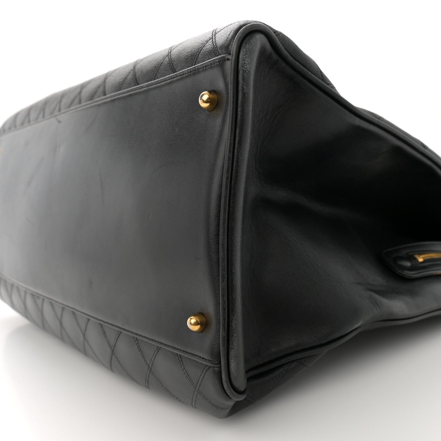 Chanel Calfskin Stitched XL Weekender Black 11 of 15