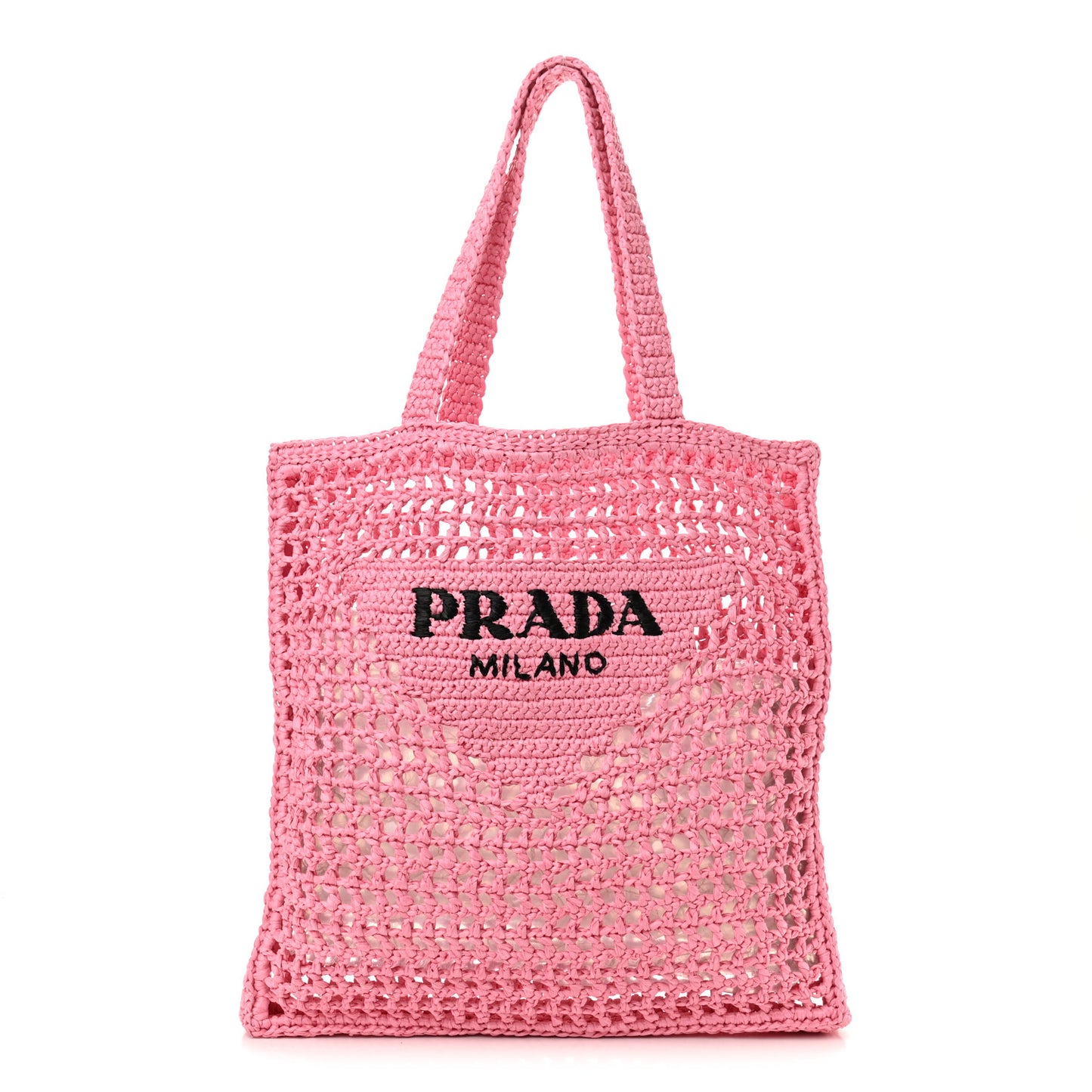 Yarn Raffia Effect Crochet Logo Embroidered Tote Bag Petalo