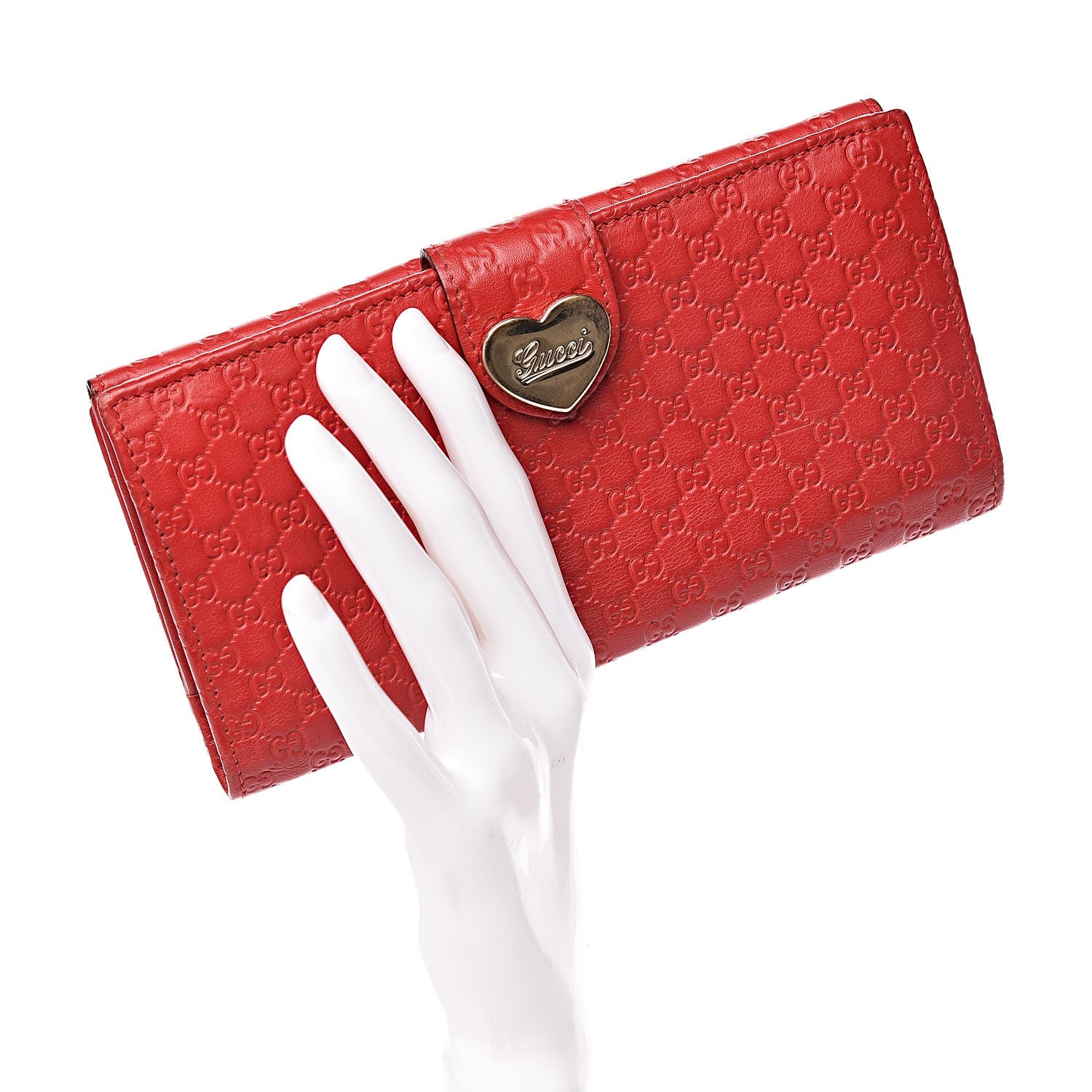 Gucci Microguccissima Heart Continental Wallet Red 2 of 8