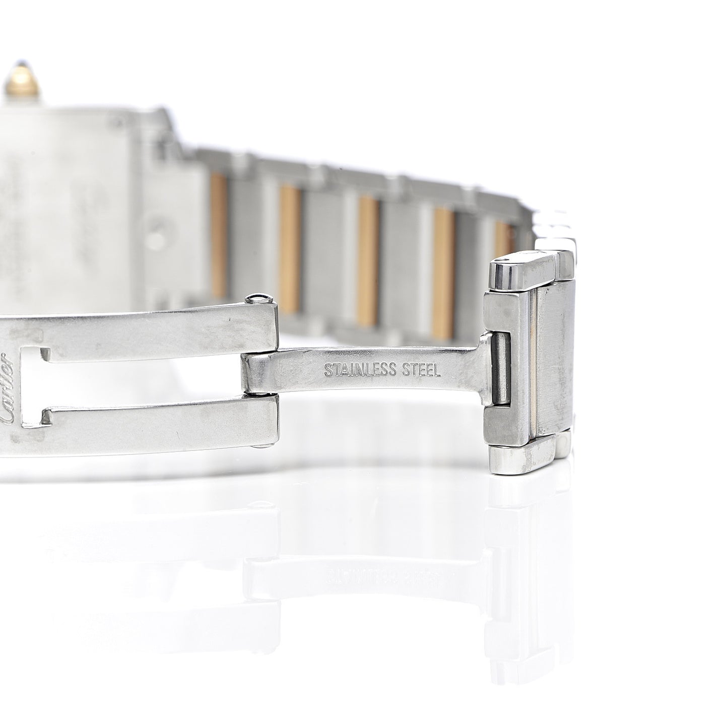 Stainless Steel 18K Yellow Gold 20mm Tank Francaise Quartz Watch