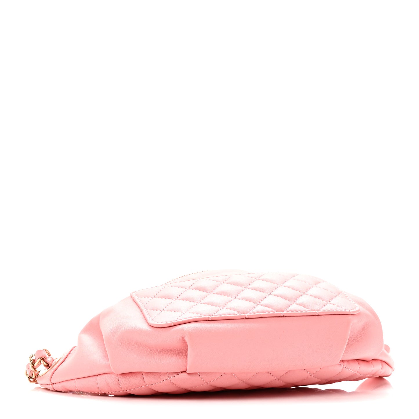 Lambskin Quilted Bi Waist Bag Fanny Pack Pink