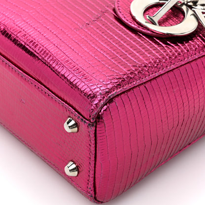 Christian Dior Metallic Lizard Mini Lady Dior Fuchsia 11 of 18