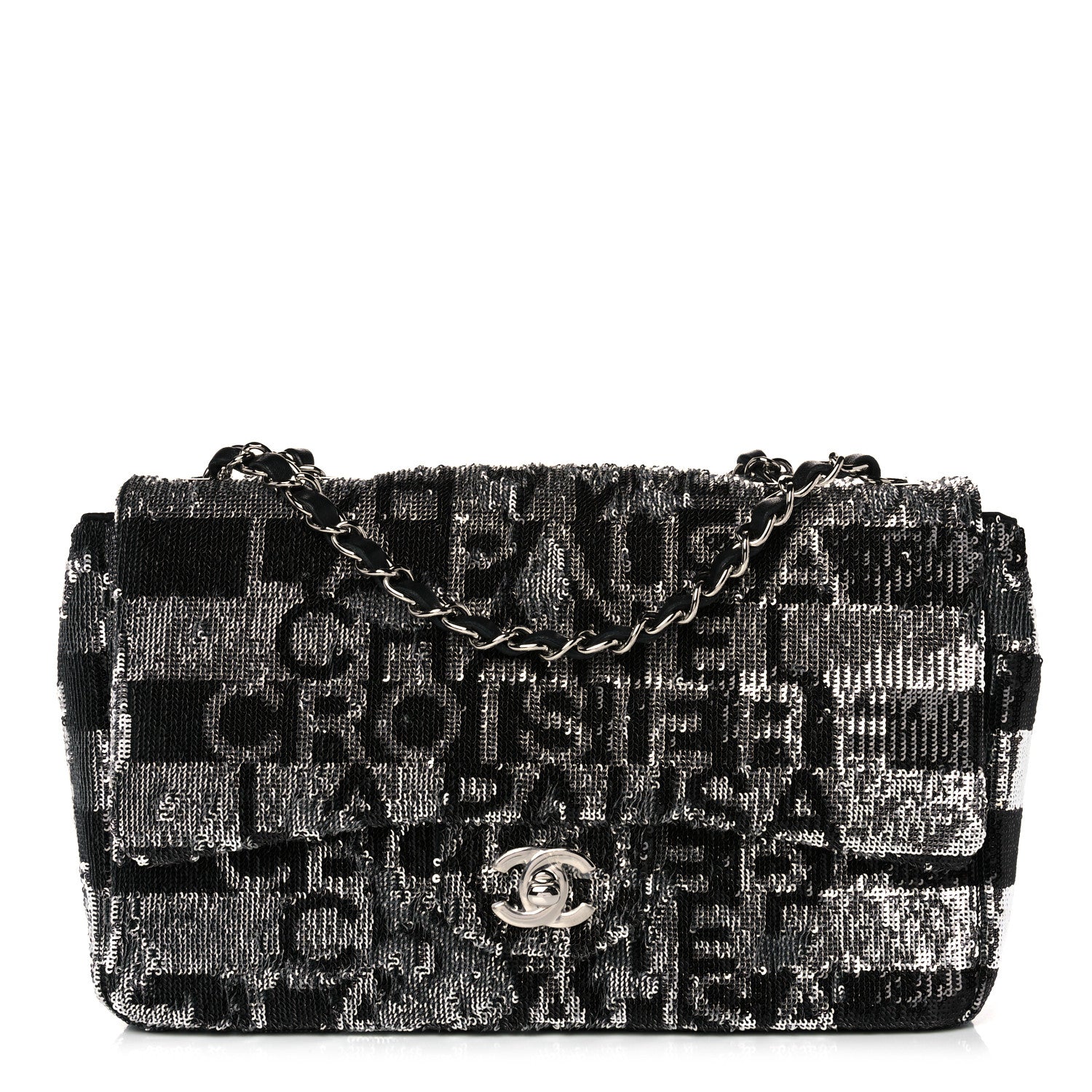 Chanel Sequin La Pausa Medium Single Flap Silver Black 1 of 12