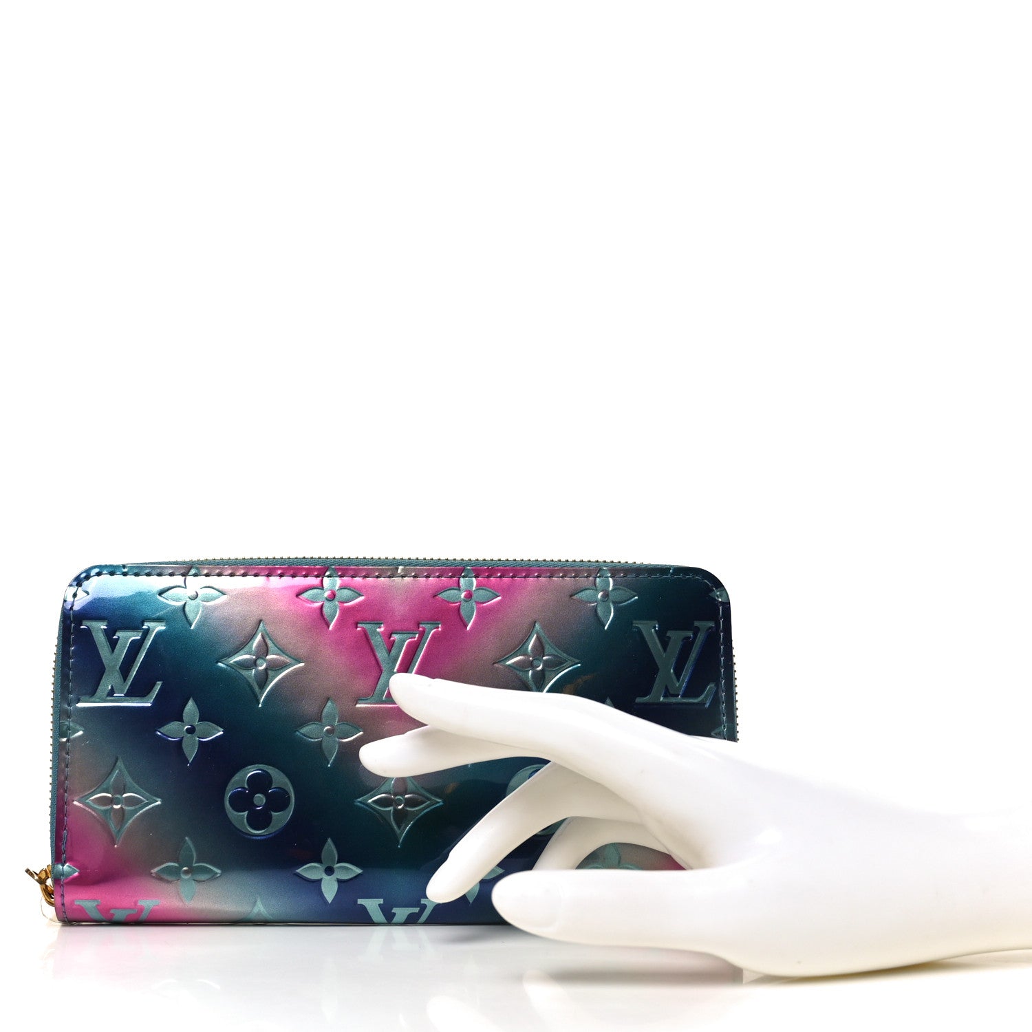 Louis Vuitton Metallic Vernis Degrade Zippy Wallet Blue Pink 2 of 6