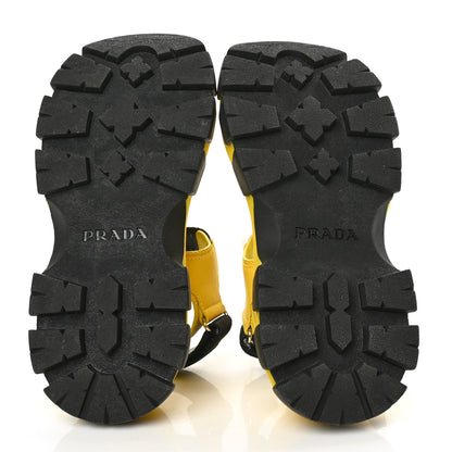 Prada Brushed Calfskin Monolith Pegasus Thunder Sandals 38 Yellow Black 6 of 7