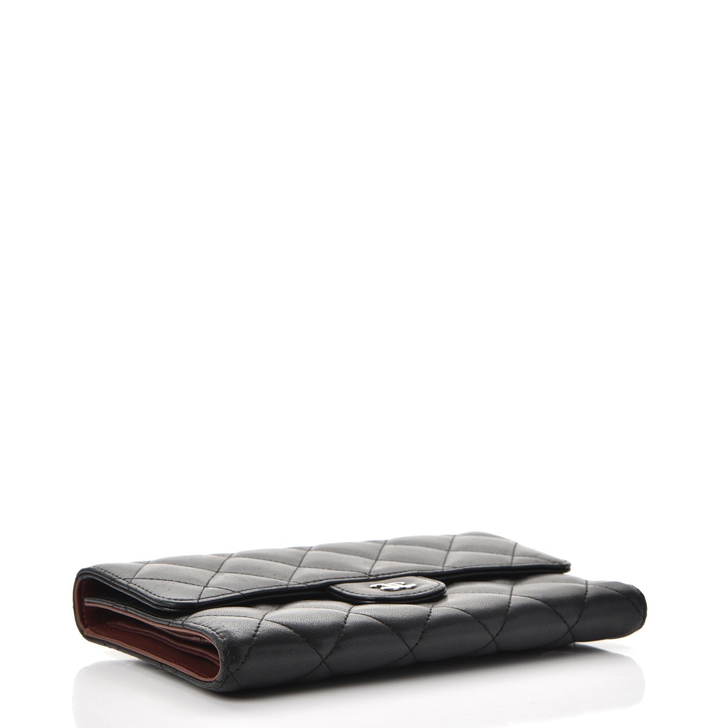 Lambskin Quilted Large Flap Wallet Black