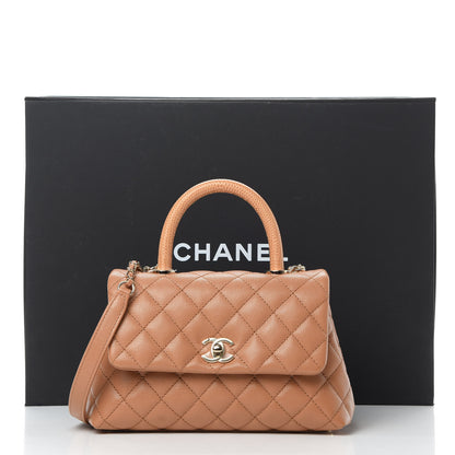 Chanel Caviar Quilted Lizard Embossed Mini Coco Handle Flap Brown 12 of 12