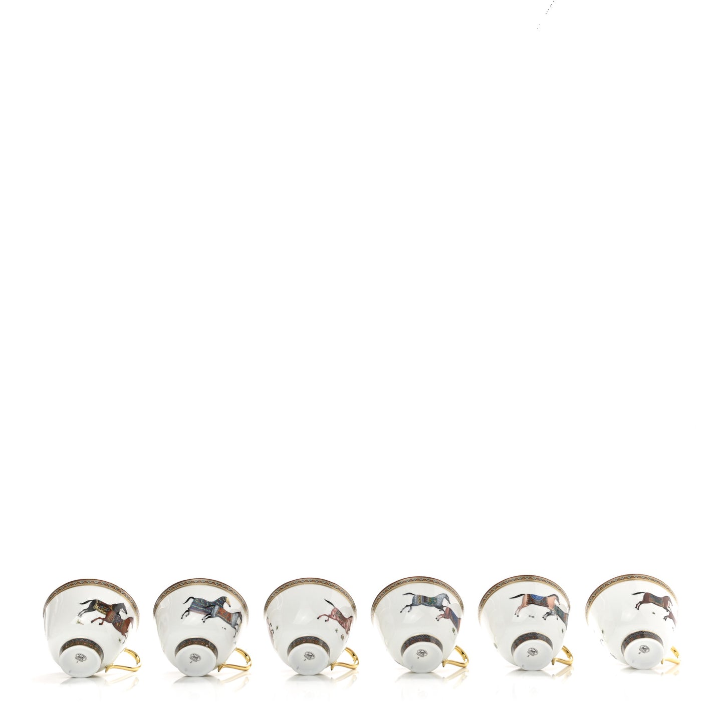 Porcelain Cheval d'Orient Tea Cup and Saucer Set of 6