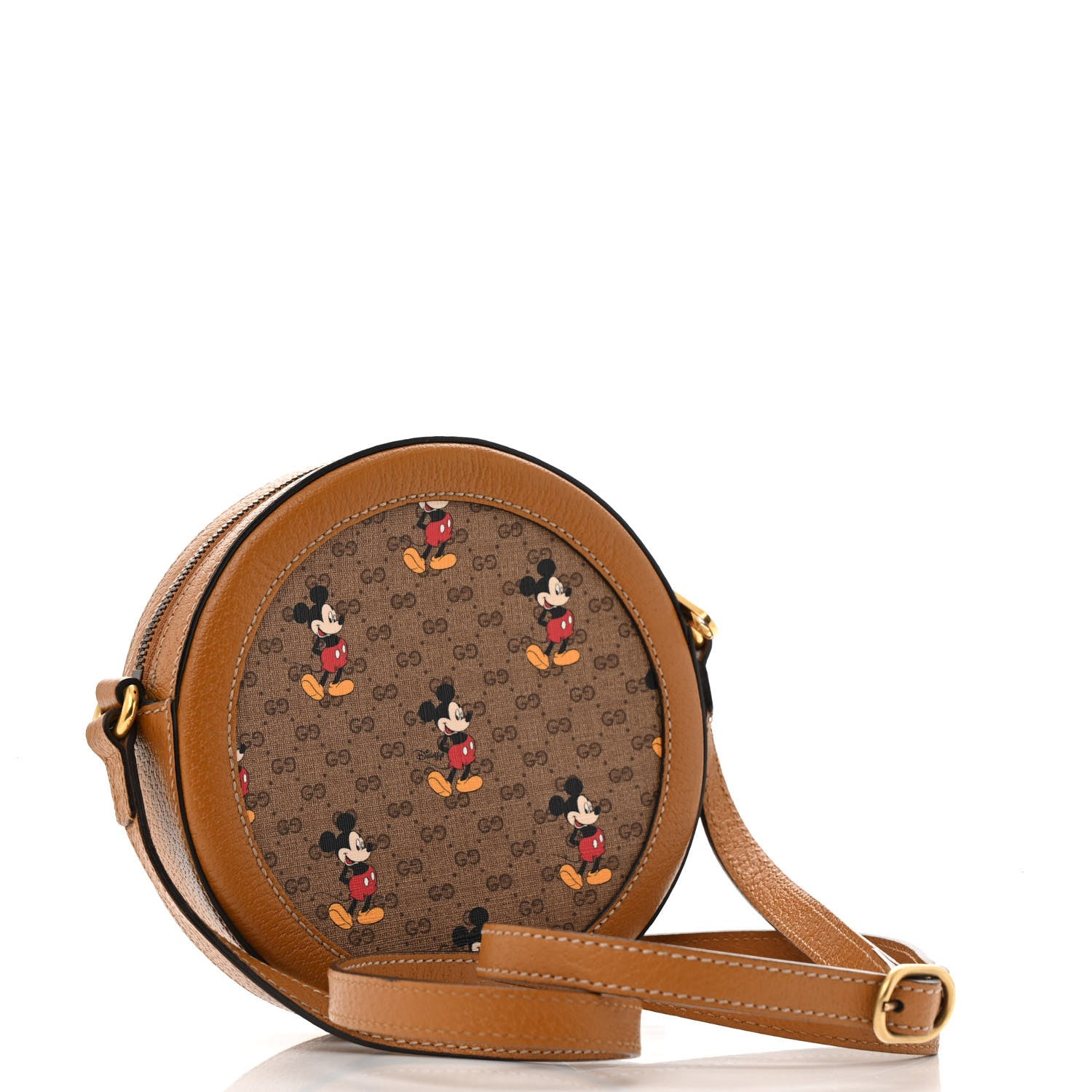 Gucci X DISNEY Mini Vintage GG Supreme Monogram Mickey Mouse Round Shoulder Bag Beige Vintage Sun Oil 3 of 13