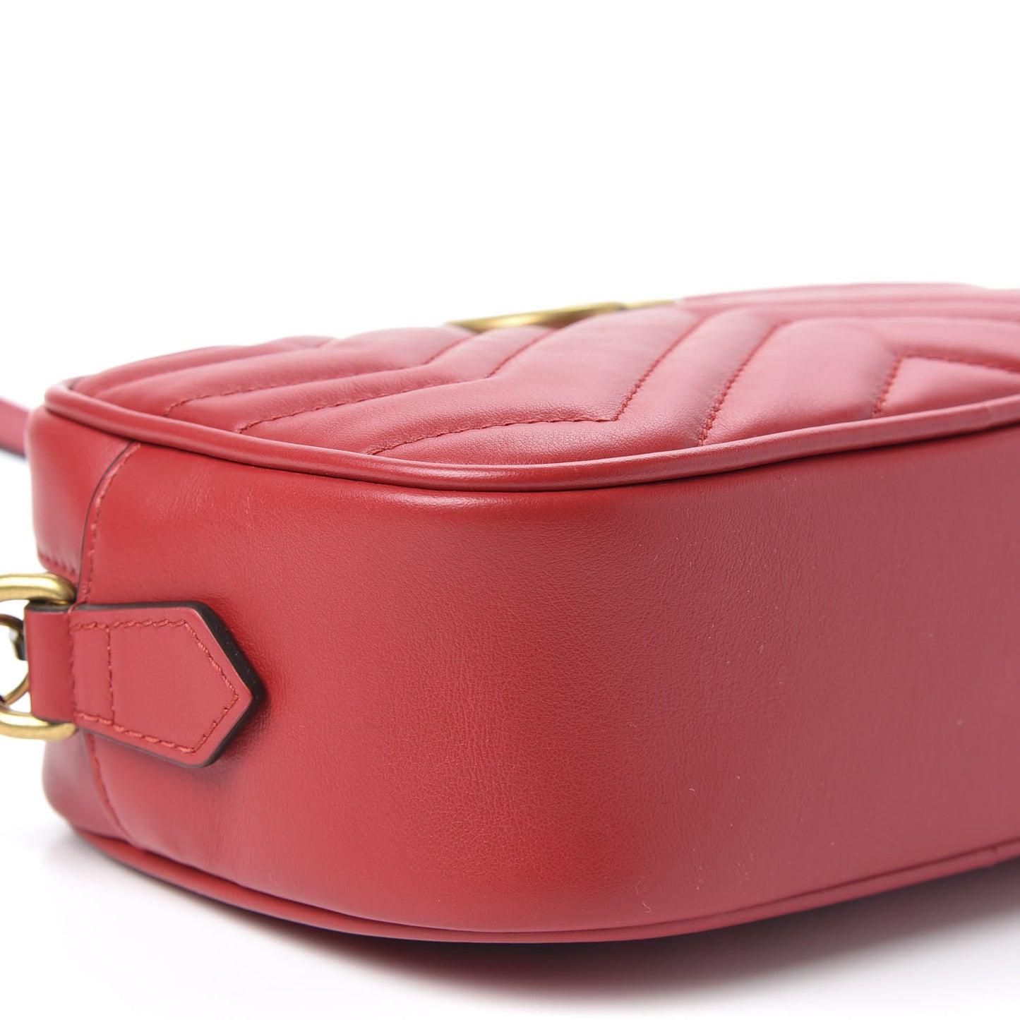 Calfskin Matelasse Mini GG Marmont Chain Shoulder Bag Hibiscus Red