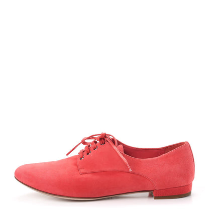 Miu Miu Suede Lace Up Oxford Flats 37 Coral 1 of 11
