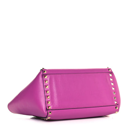 Valentino Garavani Vitello Small Rockstud Double Handle Tote Purple Violet 3 of 10