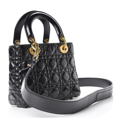 Christian Dior Crinkled Patent Cannage Small Lucky Badges My Lady Dior Black 3 of 10