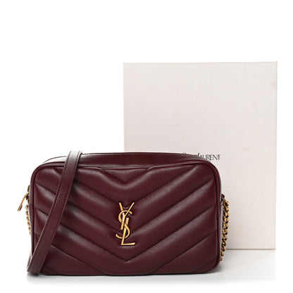 Saint Laurent Lambskin Chevron Quilted Medium Loulou Camera Bag  Rouge Cabernet 12 of 12